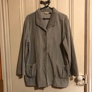 J.Jill Corduroy Jacket Grey w/Pockets Size L